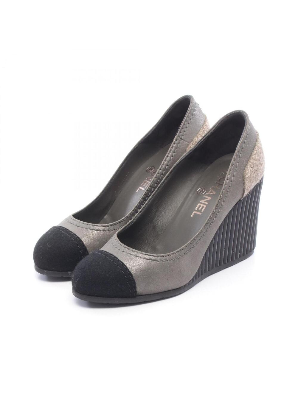 Chanel Coco Mark Wedge Sole Pumps Heels #377127C44B